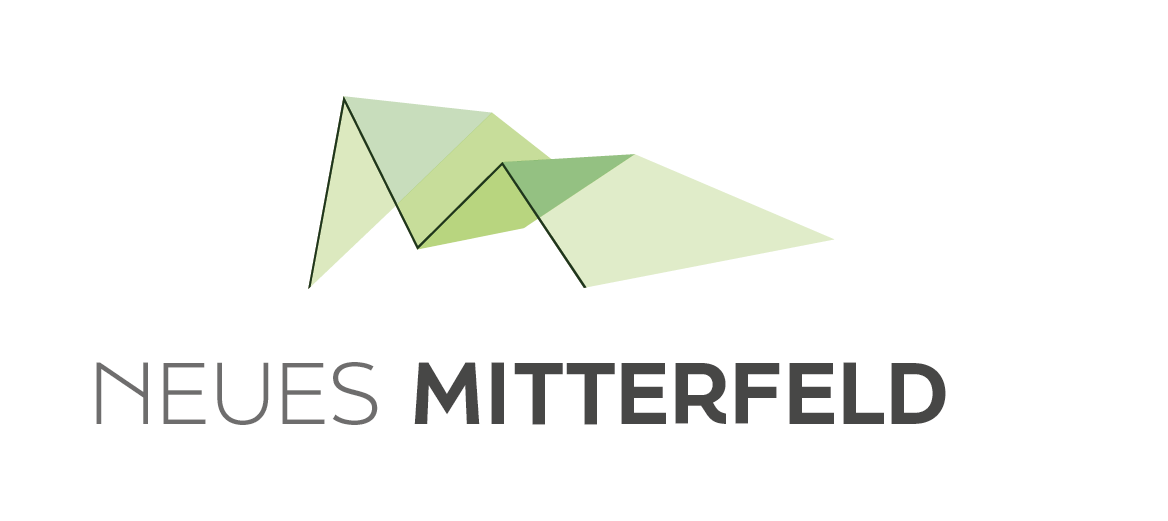 das Logo Neues Mitterfeld für die Navigation mit schraegen Hintergrund